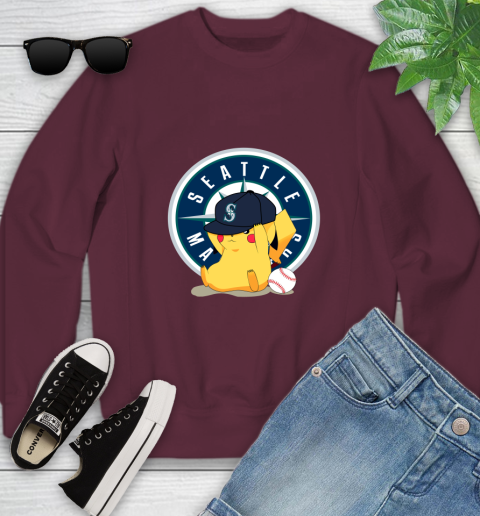 MLB Pikachu Baseball Sports Seattle Mariners Youth Sweatshirt 5