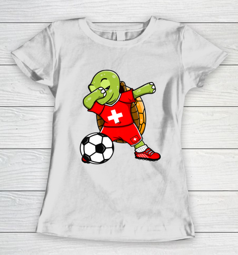 Dabbing Turtle Switzerland Soccer Fans Jersey Swiss Football Women's T-Shirt