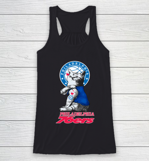 NBA Basketball My Cat Loves Philadelphia 76ers Racerback Tank