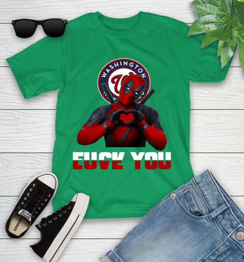 MLB Washington Nationals Deadpool Love You Fuck You Baseball Sports Youth T-Shirt 23