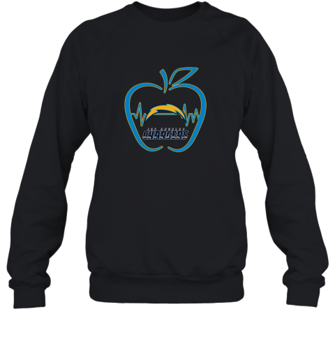Apple Heartbeat Teacher Symbol Los Angeles Chargers Sweatshirt