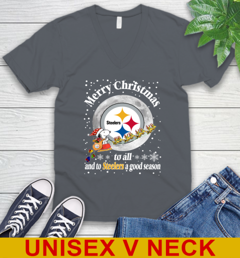 Pittsburgh Steelers Merry Christmas To All And To Steelers A Good Season NFL Football Sports V-Neck T-Shirt 4