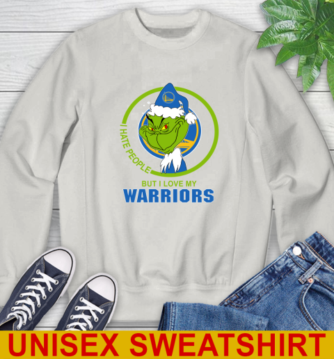Golden State Warriors NBA Christmas Grinch I Hate People But I Love My Favorite Basketball Team Sweatshirt 12