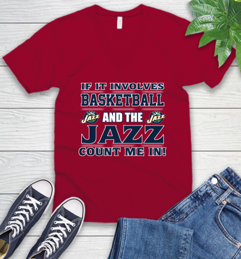 NBA If It Involves Basketball And Utah Jazz Count Me In Sports V-Neck T-Shirt 8