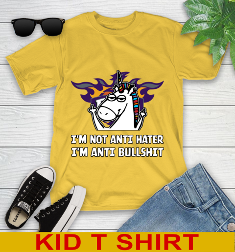 Phoenix Suns NBA Basketball Unicorn I'm Not Anti Hater I'm Anti Bullshit Youth T-Shirt 8