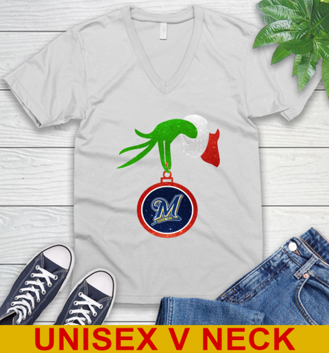 Milwaukee Brewers Grinch Merry Christmas MLB Baseball V-Neck T-Shirt