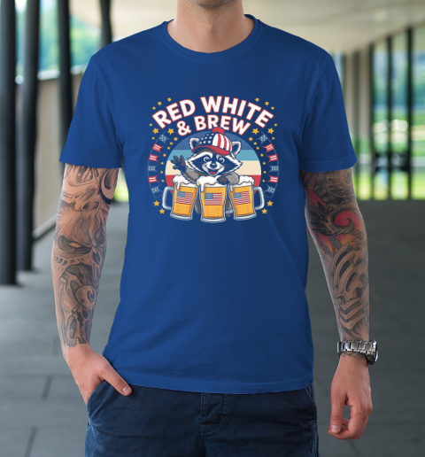 Funny Raccoon red white and brew Independence Day 4th of July T-Shirt 6
