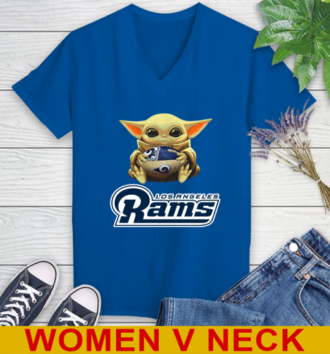 NFL Football Los Angeles Rams Baby Yoda Star Wars Shirt Women's V-Neck T-Shirt 11
