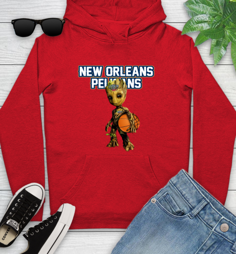New Orleans Pelicans NBA Basketball Groot Marvel Guardians Of The Galaxy Youth Hoodie 11