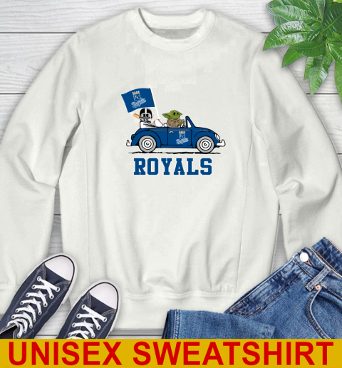 MLB Baseball Kansas City Royals Darth Vader Baby Yoda Driving Star Wars Shirt Sweatshirt