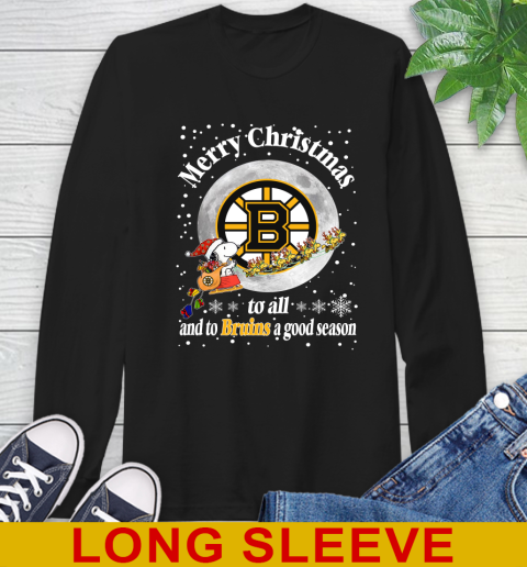 Boston Bruins Merry Christmas To All And To Bruins A Good Season NHL Hockey Sports Long Sleeve T-Shirt