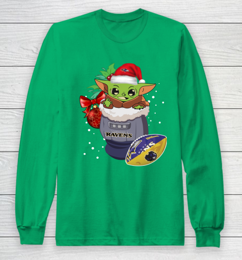 Baltimore Ravens Christmas Baby Yoda Star Wars Funny Happy NFL Long Sleeve T-Shirt 7