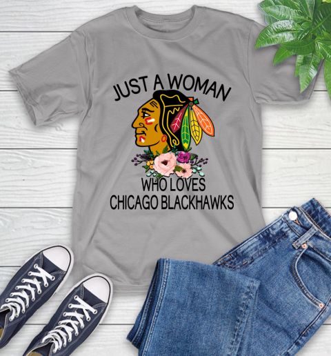 NHL Just A Woman Who Loves Chicago Blackhawks Hockey Sports T-Shirt 4