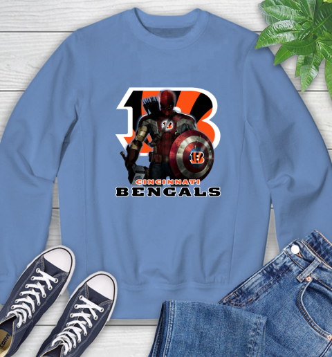 NFL Captain America Thor Spider Man Hawkeye Avengers Endgame Football Cincinnati Bengals Sweatshirt 11