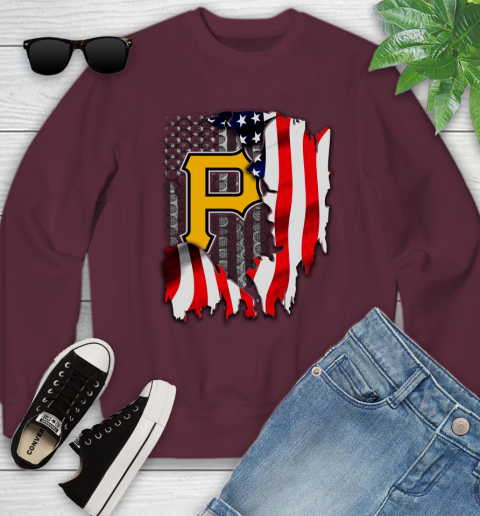Pittsburgh Pirates MLB Baseball American Flag Youth Sweatshirt 4