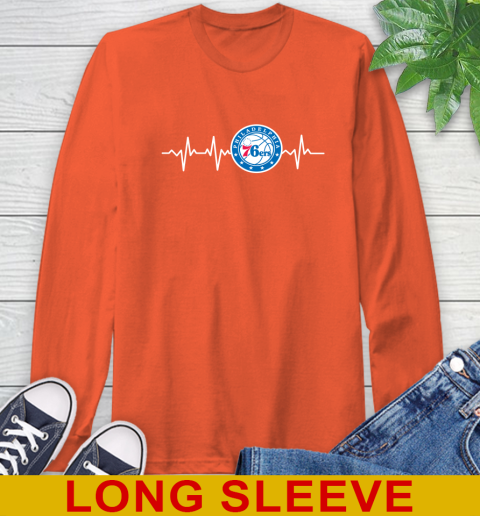 Philadelphia 76ers NBA Basketball Heart Beat Shirt Long Sleeve T-Shirt 4