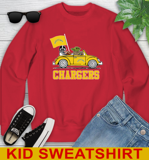 NFL Football Los Angeles Chargers Darth Vader Baby Yoda Driving Star Wars Shirt Youth Sweatshirt 8