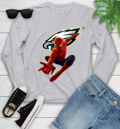 NFL Spider Man Avengers Endgame Football Philadelphia Eagles Youth Long Sleeve 5