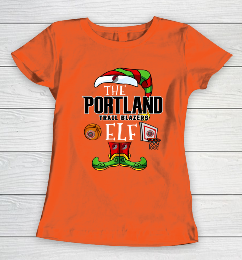 Portland Trail Blazers Christmas ELF Funny NBA Women's T-Shirt 3