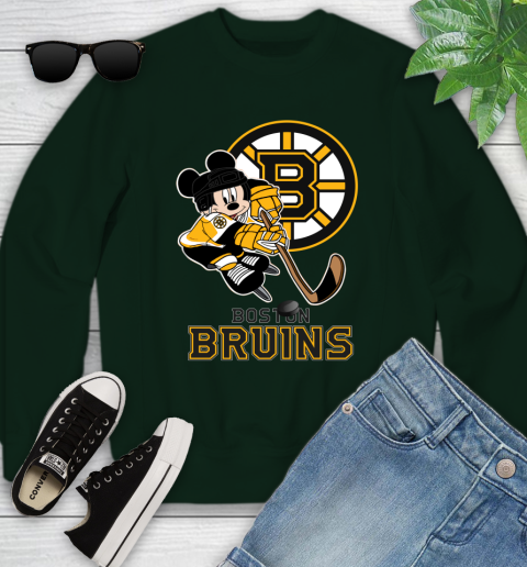 NHL Boston Bruins Mickey Mouse Disney Hockey T Shirt Youth Sweatshirt 10