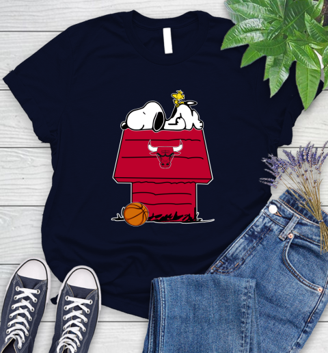 Chicago Bulls NBA Basketball Snoopy Woodstock The Peanuts Movie Women's T-Shirt 3