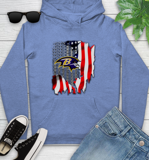 Baltimore Ravens NFL Football American Flag Youth Hoodie 13