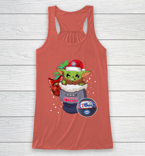 Philadelphia 76ers Christmas Baby Yoda Star Wars Funny Happy NBA Racerback Tank 4