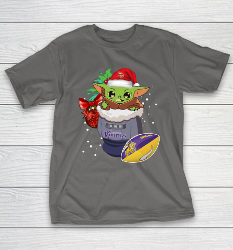 Minnesota Vikings Christmas Baby Yoda Star Wars Funny Happy NFL T-Shirt 9