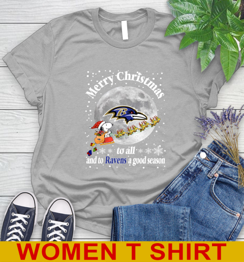 Baltimore Ravens Merry Christmas To All And To Ravens A Good Season NFL Football Sports Women's T-Shirt 5