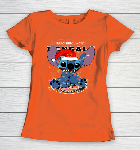 Cincinnati Bengals NFL Football noel stitch Christmas Women's T-Shirt 2