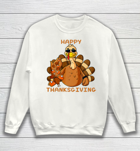 Happy Thanksgiving Turkey Throwing Food Funny Sweatshirt