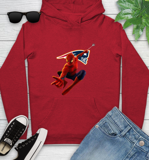 NFL Spider Man Avengers Endgame Football New England Patriots Youth Hoodie 11