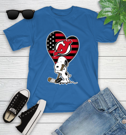 New Jersey Devils NHL Hockey The Peanuts Movie Adorable Snoopy Youth T-Shirt 9