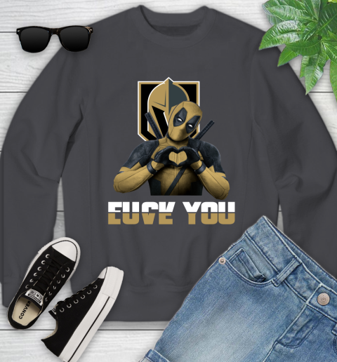 NHL Vegas Golden Knights Deadpool Love You Fuck You Hockey Sports Youth Sweatshirt 5