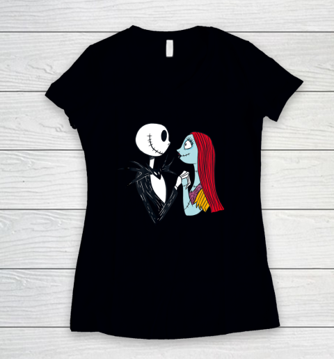 Disney The Nightmare Before Christmas Jack and Sally Women's V-Neck T-Shirt
