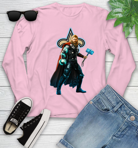 NFL Thor Avengers Endgame Football New Orleans Saints Youth Long Sleeve 10