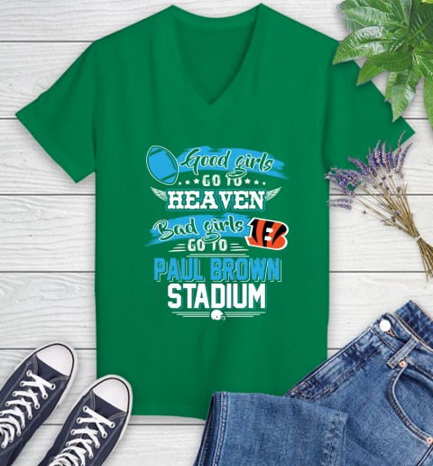 Cincinnati Bengals NFL Bad Girls Go To Paul Brown Stadium Shirt Women's V-Neck T-Shirt 5