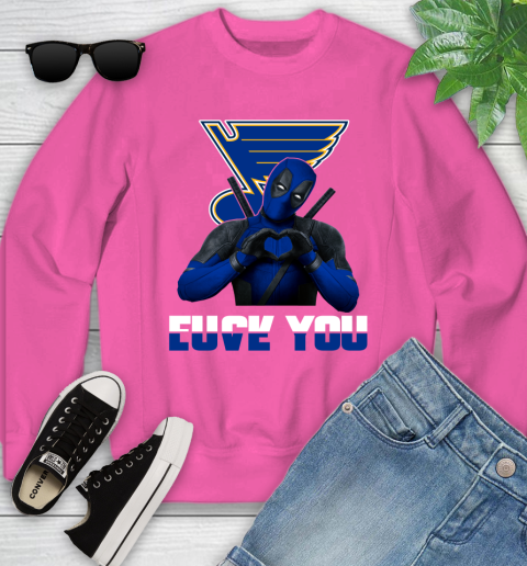NHL St.Louis Blues Deadpool Love You Fuck You Hockey Sports Youth Sweatshirt 6