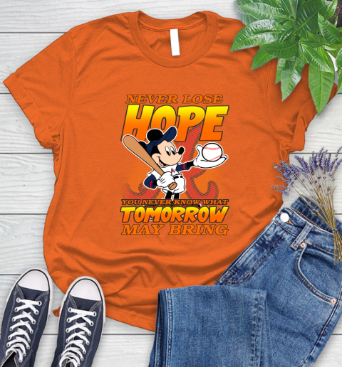 Atlanta Braves MLB Baseball Mickey Disney Never Lose Hope Women's T-Shirt 3