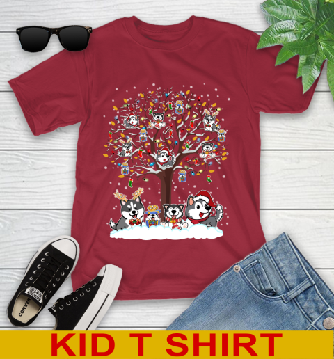 Husky dog pet lover light christmas tree shirt 108