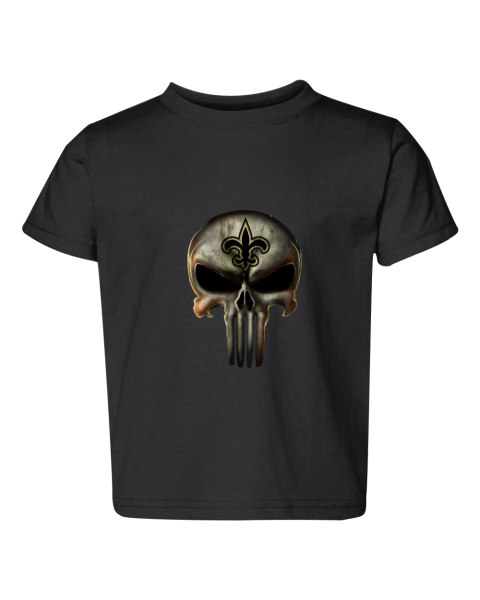 ppmm new orleans saints the punisher mashup football toddler fine jersey tee 3321 96 front black