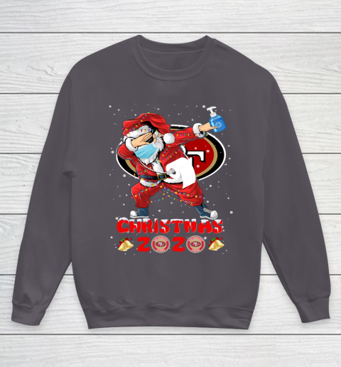 San Francisco 49ers Funny Santa Claus Dabbing Christmas 2020 NFL Youth Sweatshirt 5