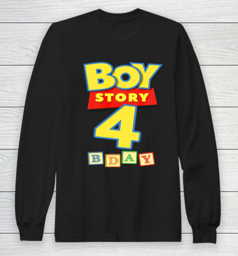 Toy Blocks Boy Story 4 Year Old Birthday Long Sleeve T-Shirt