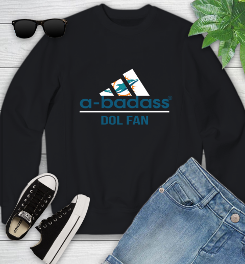 NFL A Badass Miami Dolphins Fan Adidas Football Sports Youth Sweatshirt