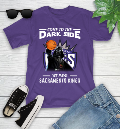 NBA Come To The Dark Side We Have Sacramento Kings Star Wars Darth Vader Basketball Youth T-Shirt 3