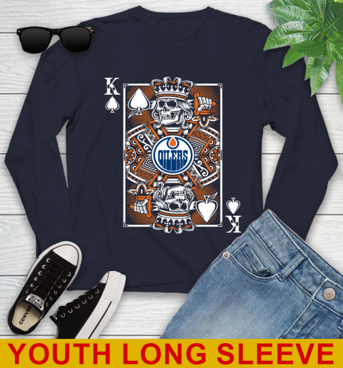 Edmonton Oilers NHL Hockey The King Of Spades Death Cards Shirt Youth Long Sleeve 2