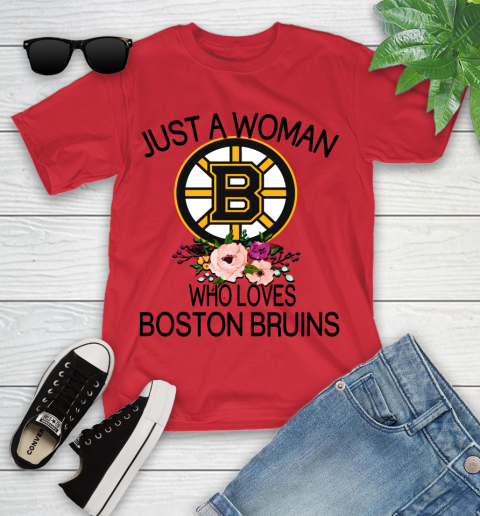 NHL Just A Woman Who Loves Boston Bruins Hockey Sports Youth T-Shirt 8