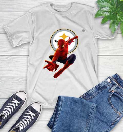 NFL Spider Man Avengers Endgame Football Pittsburgh Steelers T-Shirt