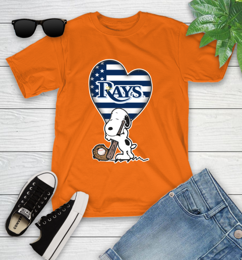 Tampa Bay Rays MLB Baseball The Peanuts Movie Adorable Snoopy Youth T-Shirt 7