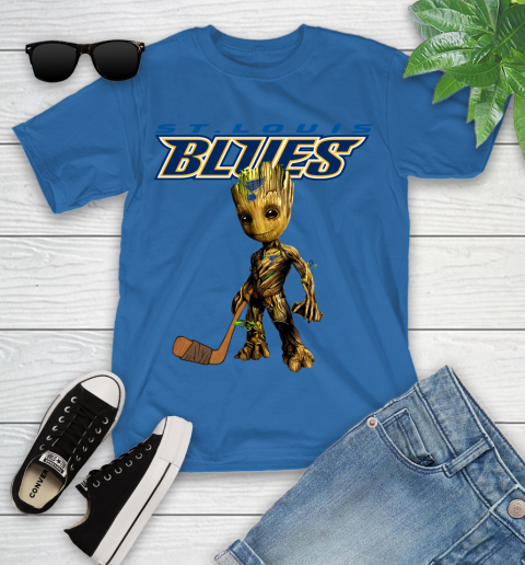 St.Louis Blues NHL Hockey Groot Marvel Guardians Of The Galaxy Youth T-Shirt 9
